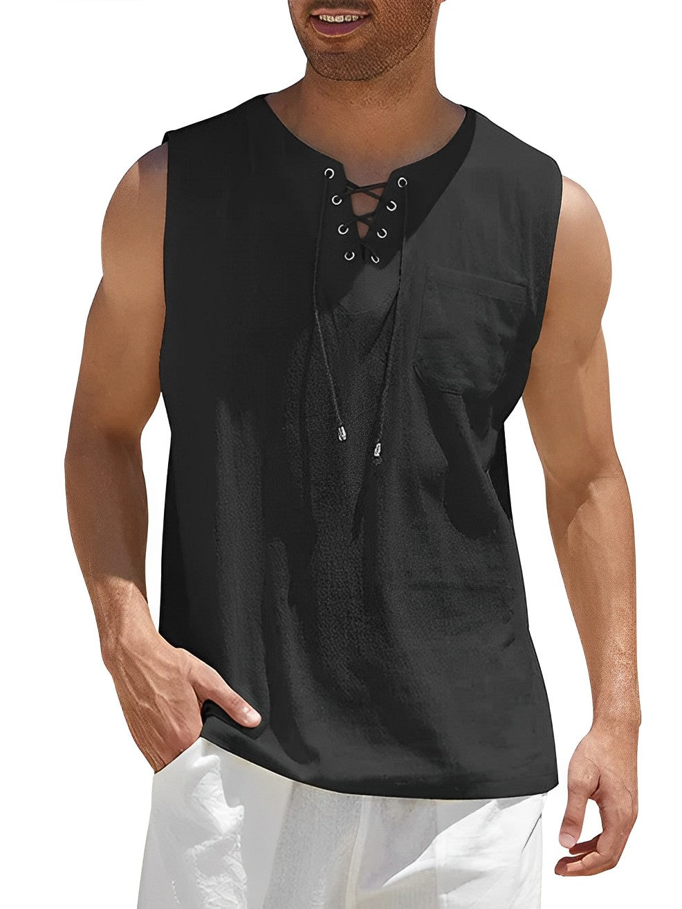 Tobias | Tanktop mit V-Ausschnitt und Schnürung
