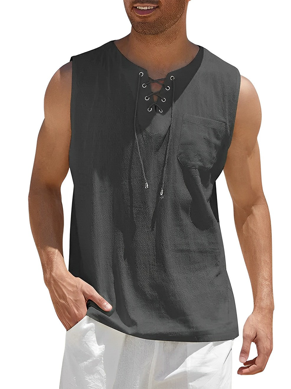 Tobias | Tanktop mit V-Ausschnitt und Schnürung
