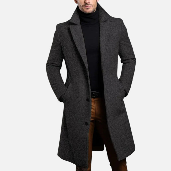 Mantel für Herren in Slim-Fit Knielänge - grau