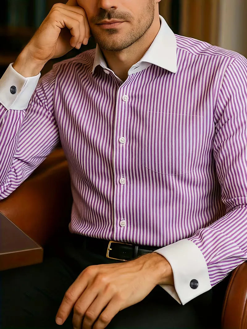 Businesshemd für Herren mit langen Ärmeln - lila