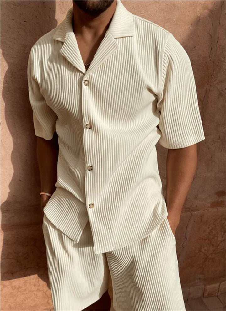 Nico | Herren Hemd und Shorts Set gerippt