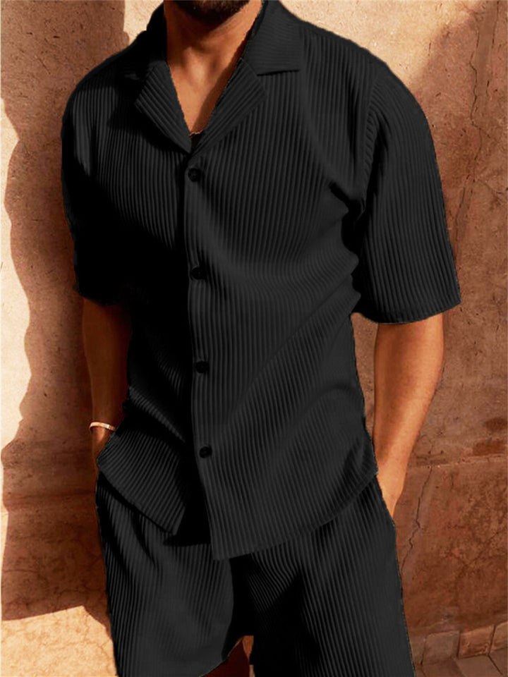 Nico | Herren Hemd und Shorts Set gerippt