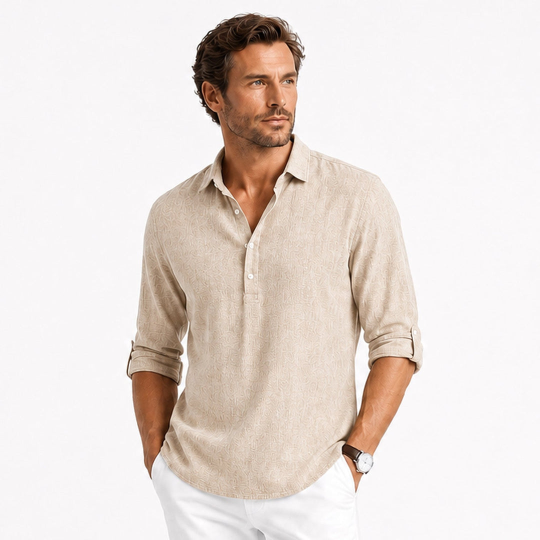 Marius | Men's Long-Sleeve Polo Shirt with Button Placket