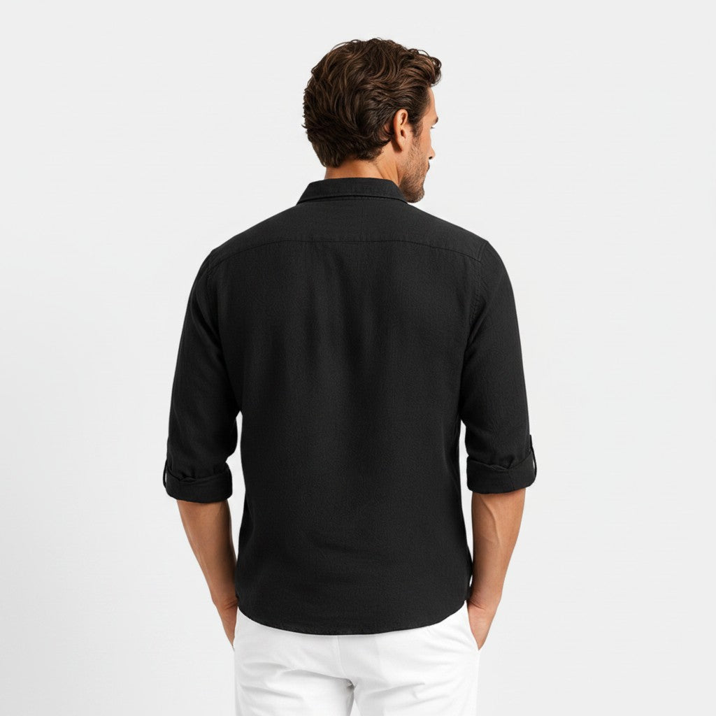 Marius | Men's Long-Sleeve Polo Shirt with Button Placket