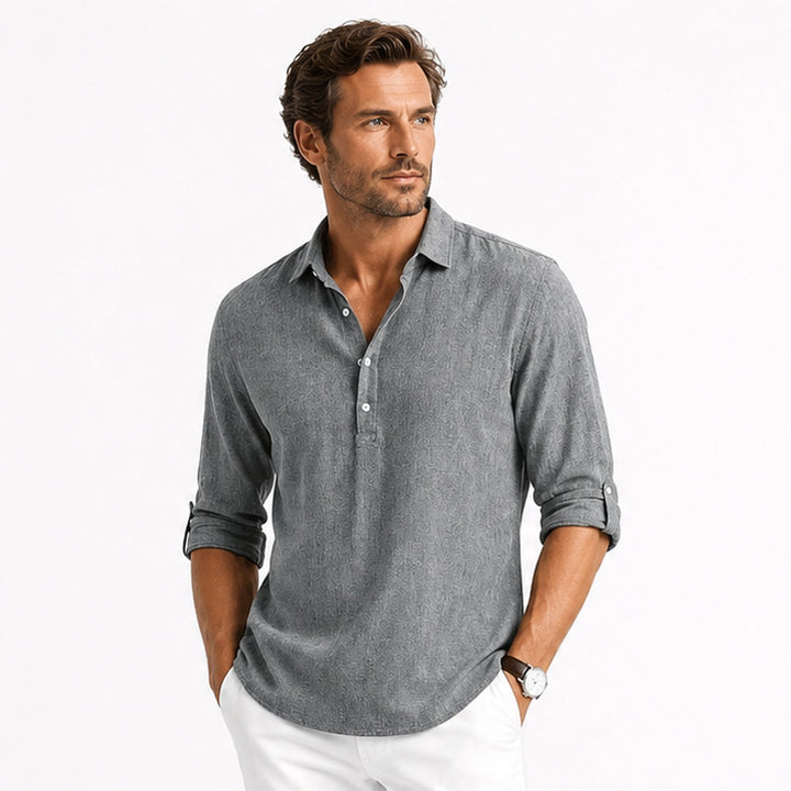 Marius | Men's Long-Sleeve Polo Shirt with Button Placket