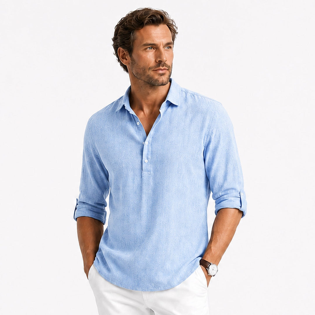 Marius | Men's Long-Sleeve Polo Shirt with Button Placket