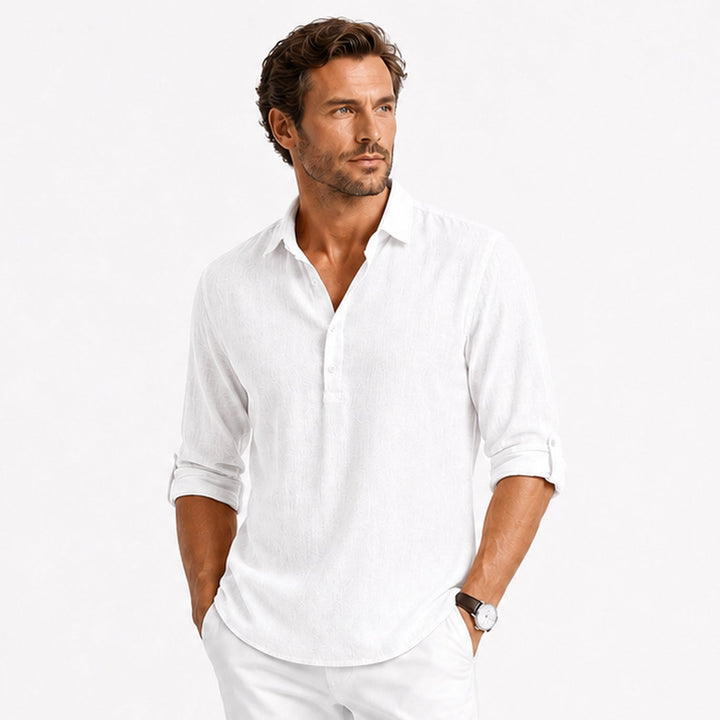Marius | Men's Long-Sleeve Polo Shirt with Button Placket