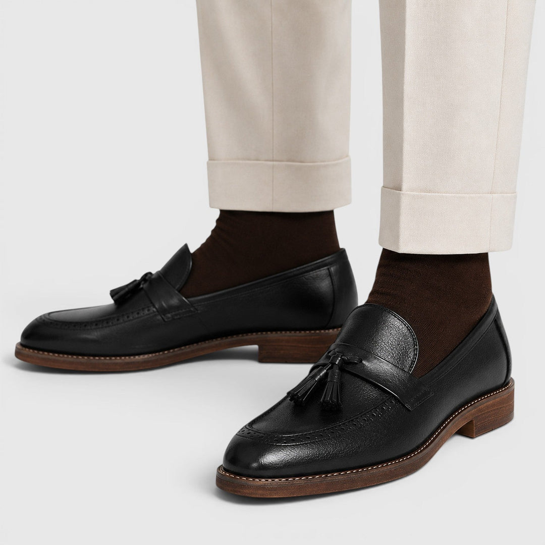 Caspar | Herren Leder Loafer mit Quasten