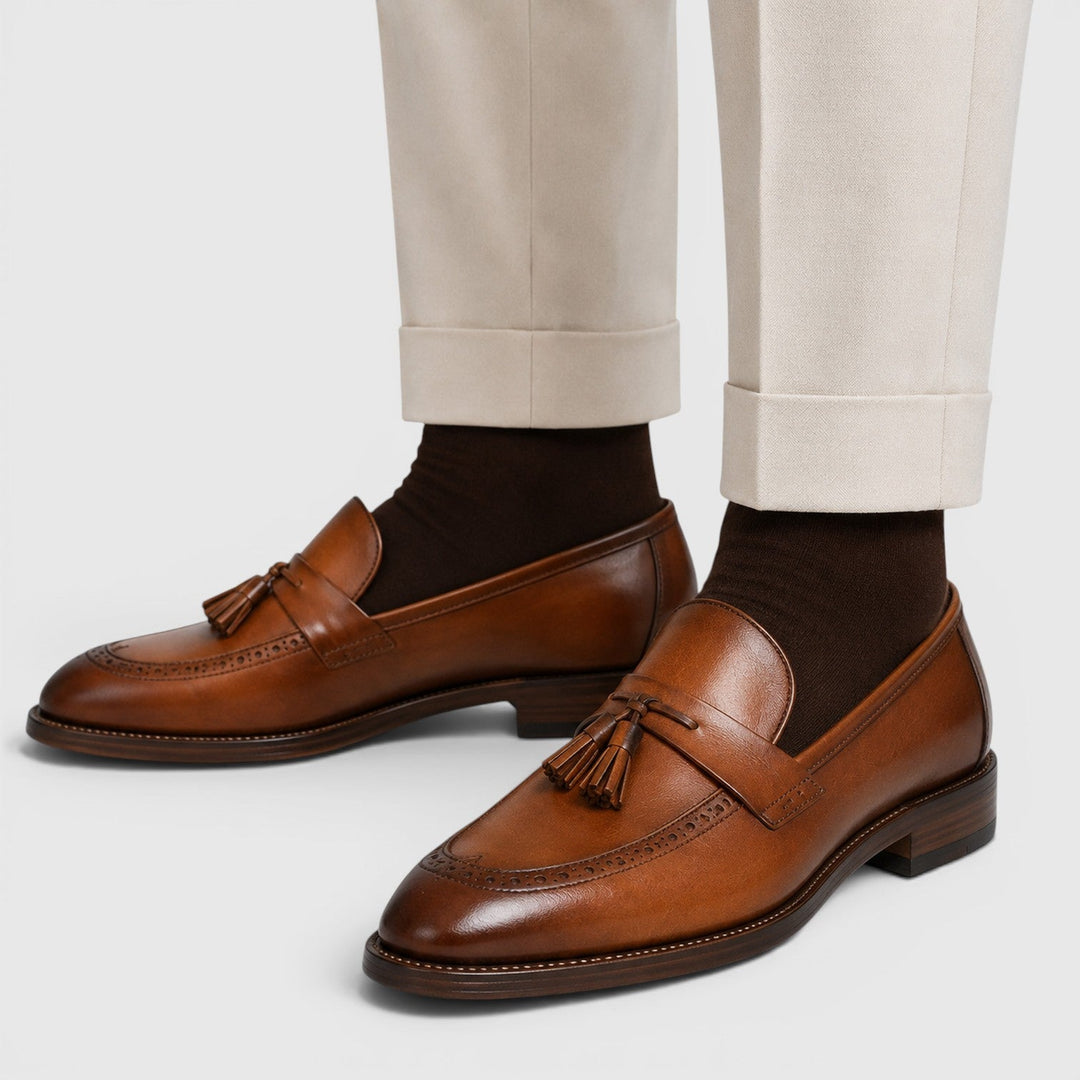 Caspar | Herren Leder Loafer mit Quasten