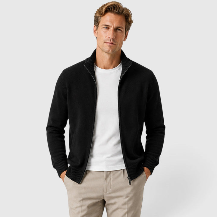 Timo | Herren Zip Strick Jacke mit Stehkragen