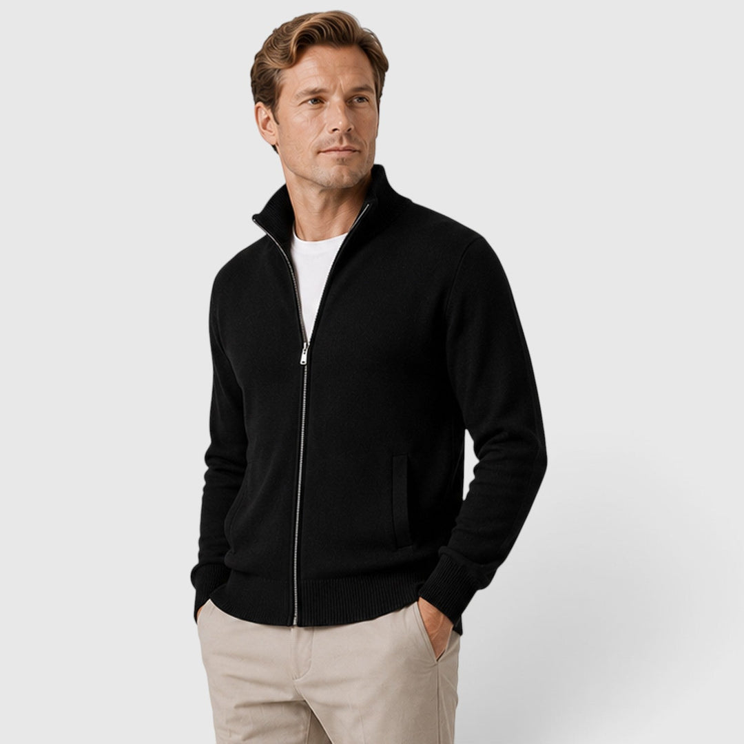 Timo | Herren Zip Strick Jacke mit Stehkragen