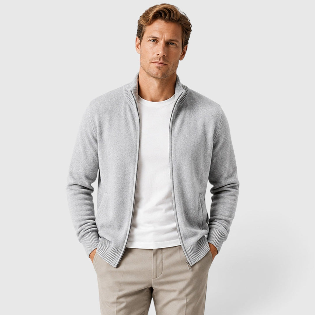 Timo | Herren Zip Strick Jacke mit Stehkragen