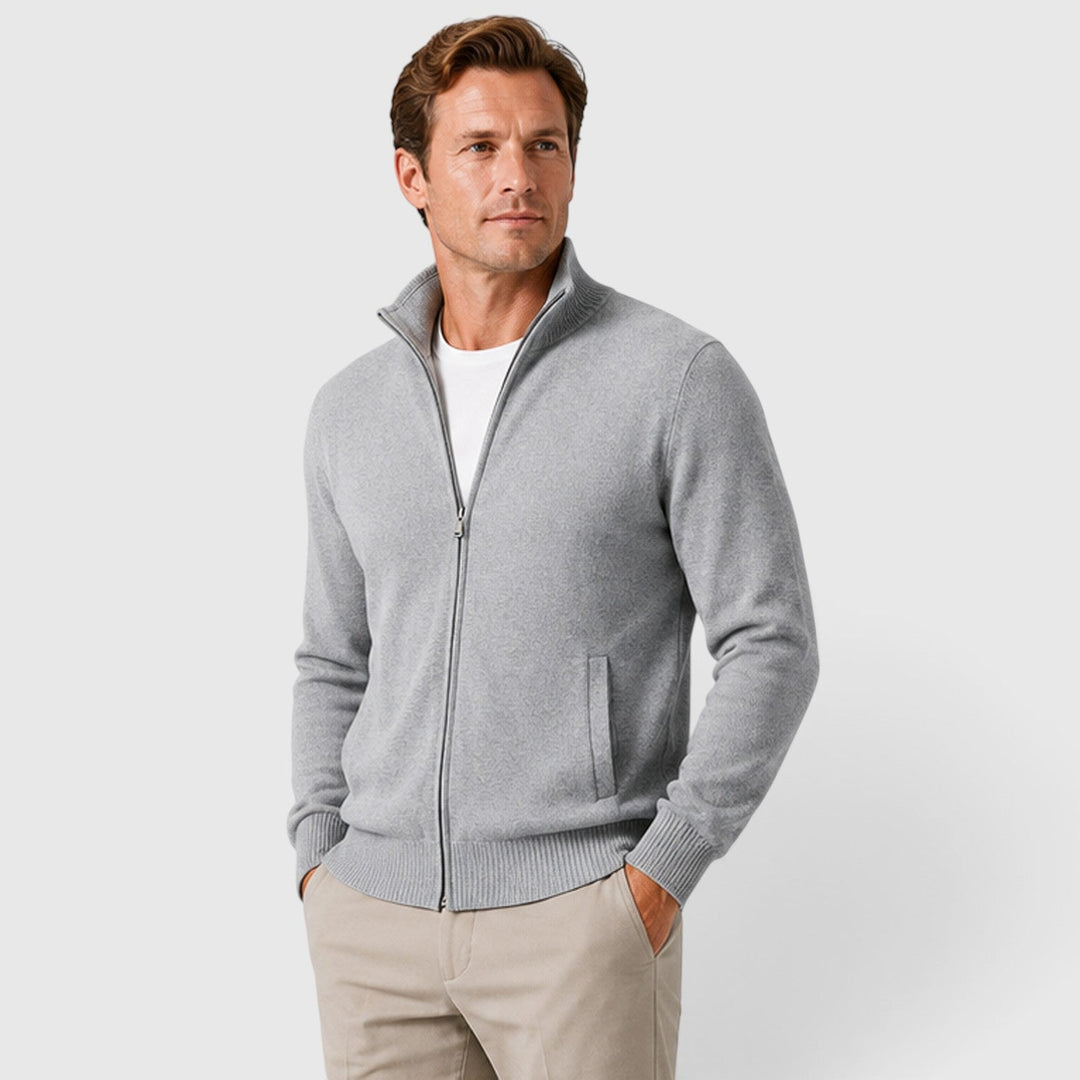 Timo | Herren Zip Strick Jacke mit Stehkragen