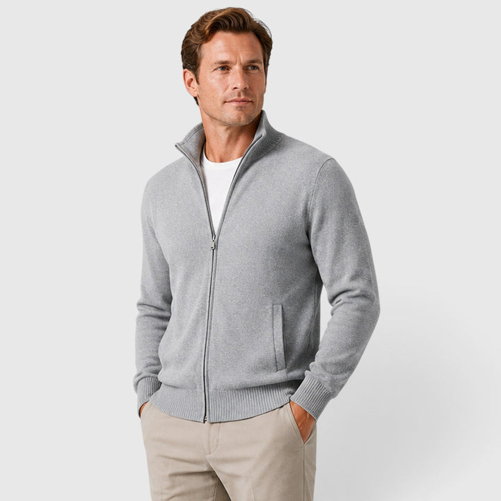 Timo | Herren Zip Strick Jacke mit Stehkragen