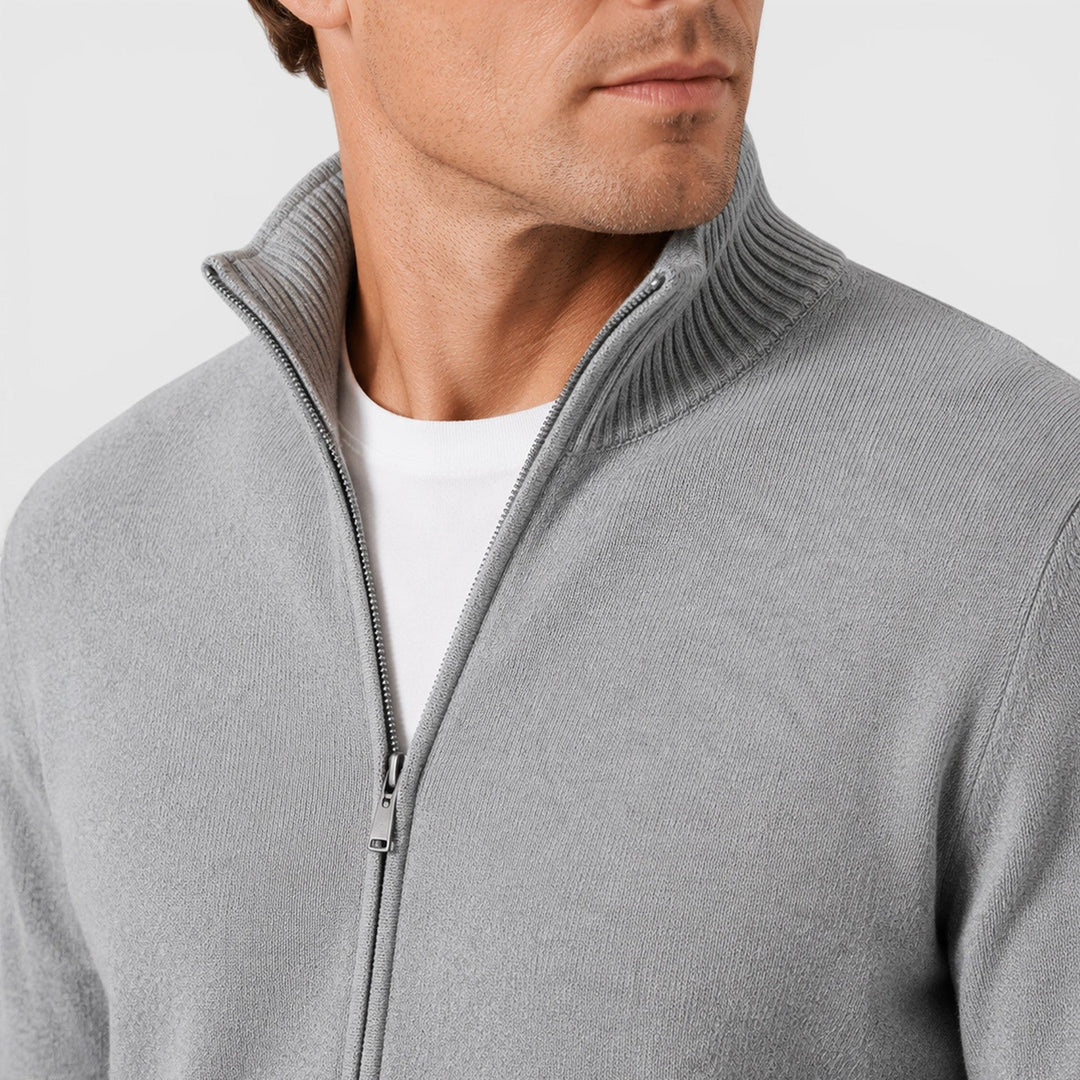 Timo | Herren Zip Strick Jacke mit Stehkragen