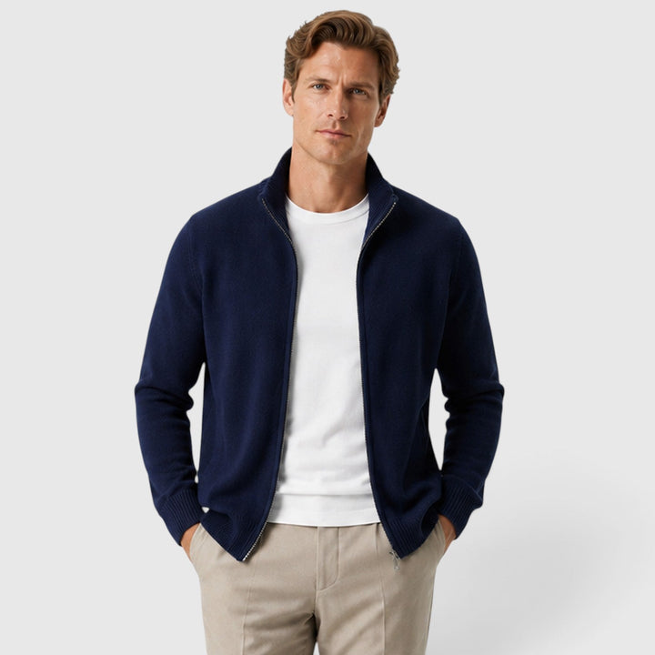 Timo | Herren Zip Strick Jacke mit Stehkragen