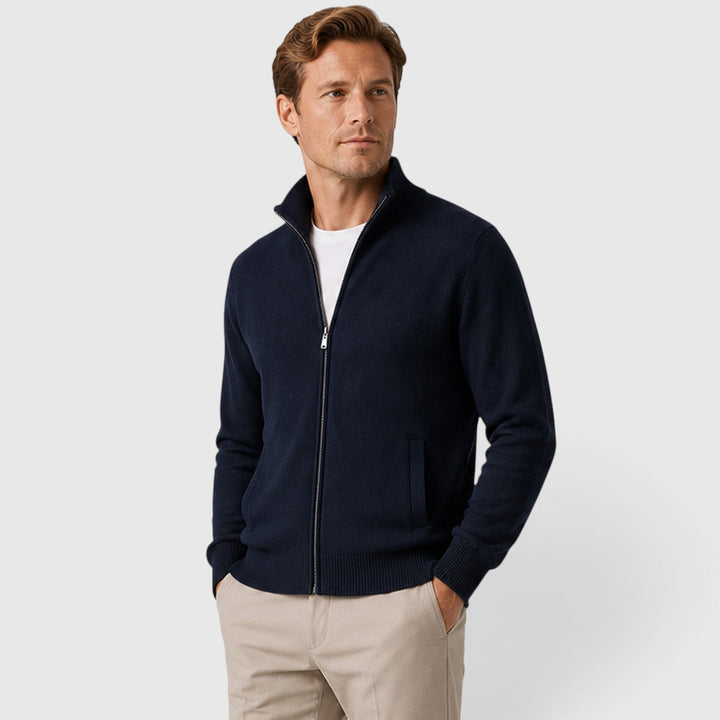 Timo | Herren Zip Strick Jacke mit Stehkragen