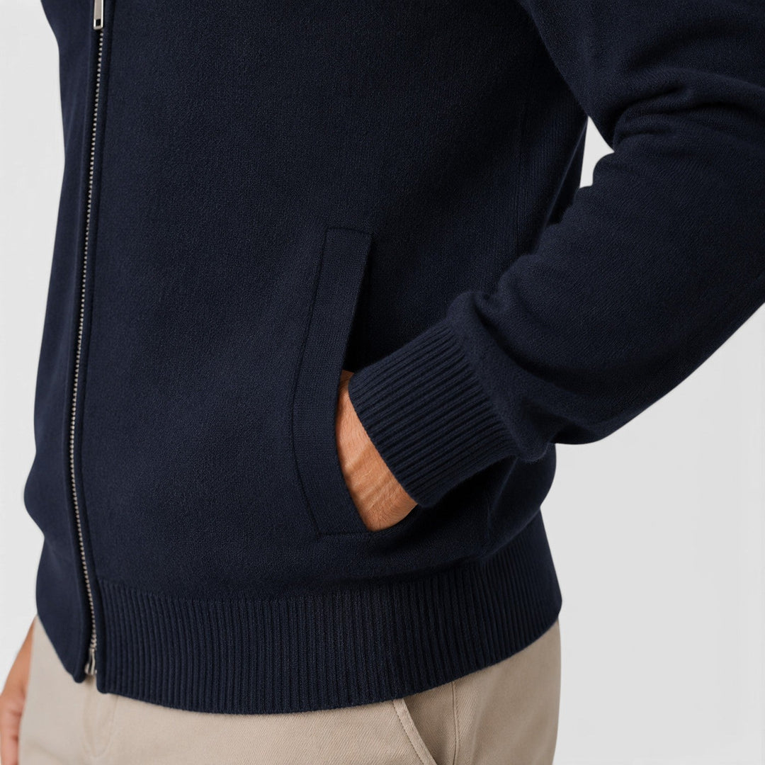 Timo | Herren Zip Strick Jacke mit Stehkragen