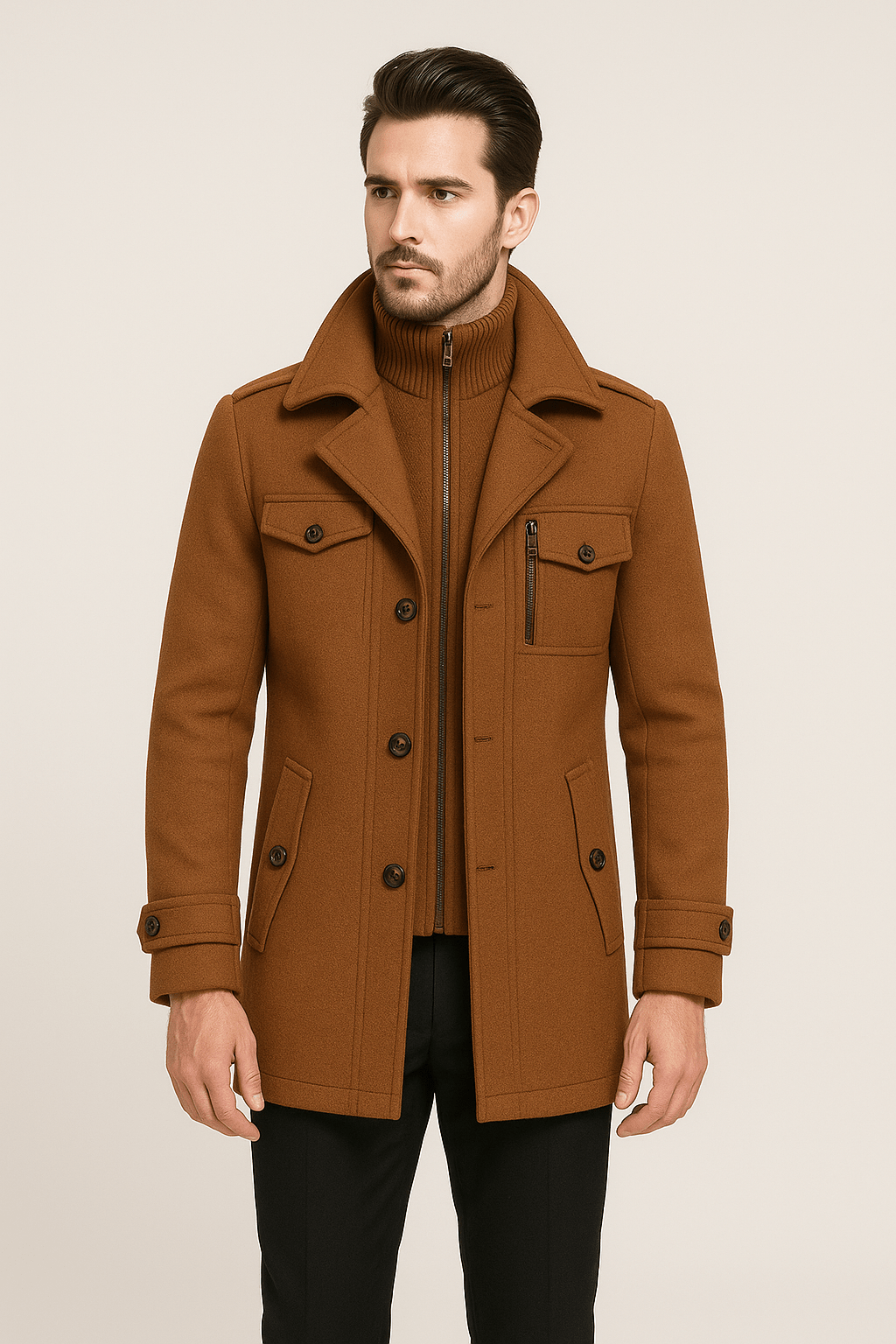 Felix | Herren Mantel mit Doppelschicht-Look