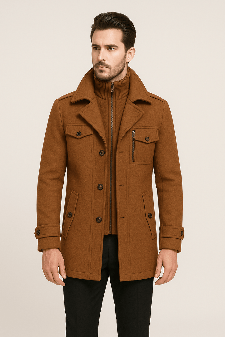 Felix | Herren Mantel mit Doppelschicht-Look
