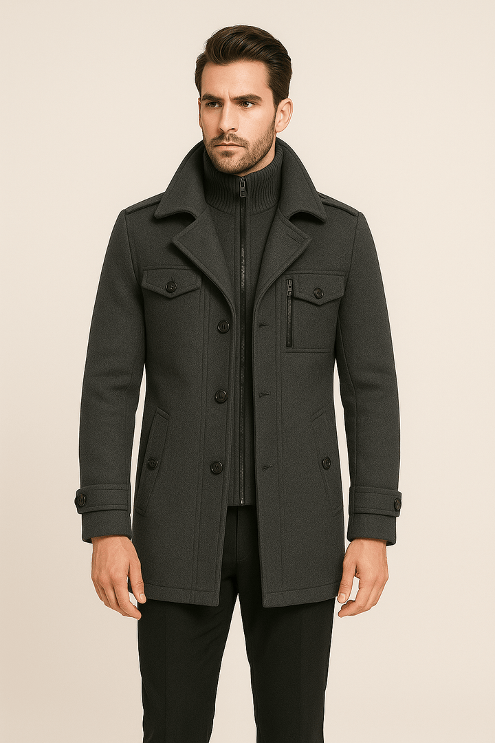 Felix | Herren Mantel mit Doppelschicht-Look