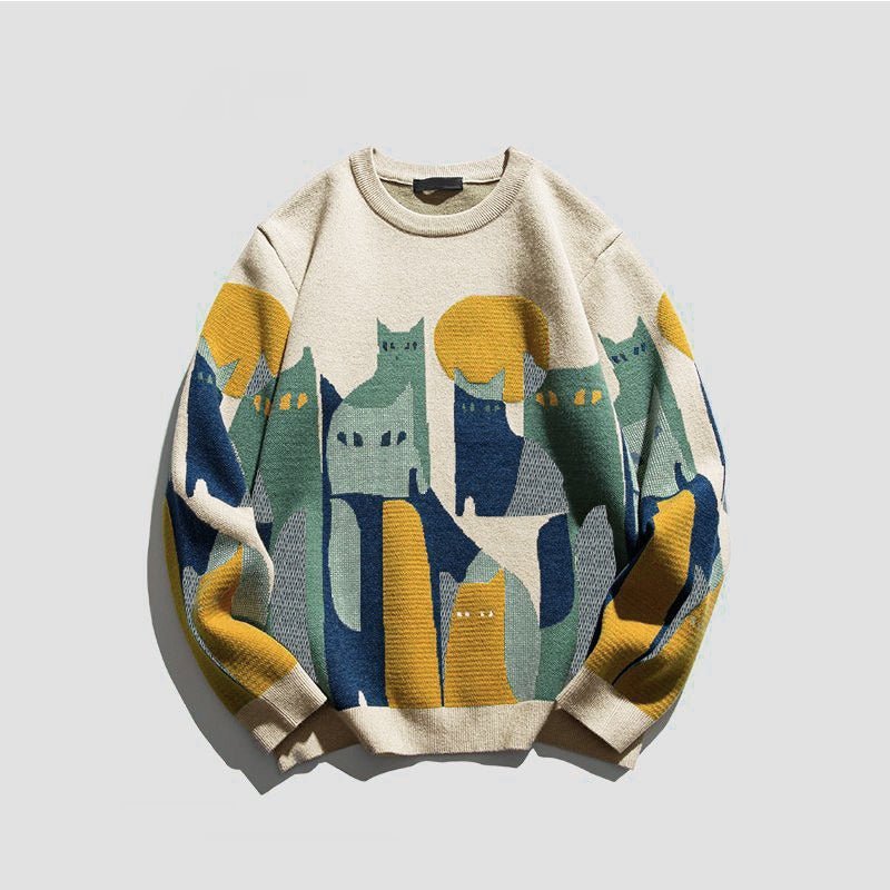 Henry | Herren Pullover mit Katzen-Print