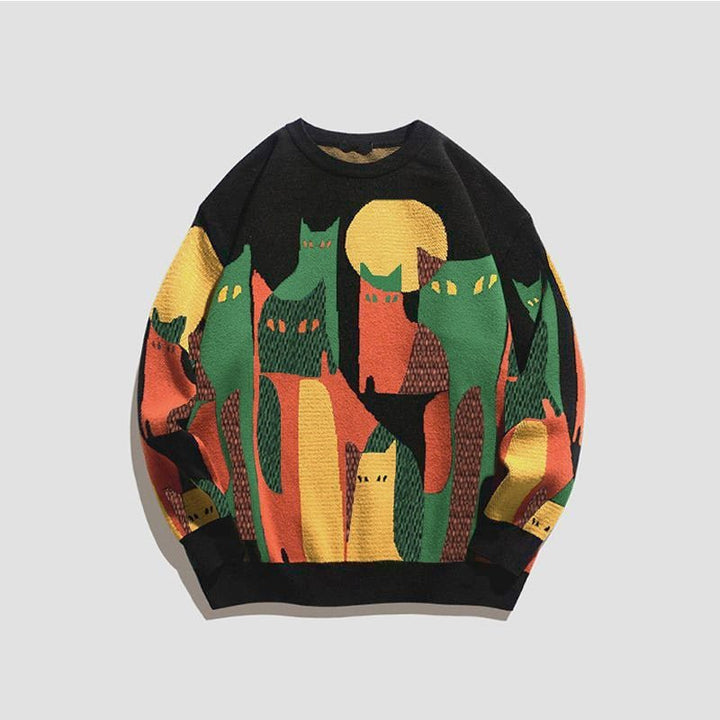 Henry | Herren Pullover mit Katzen-Print