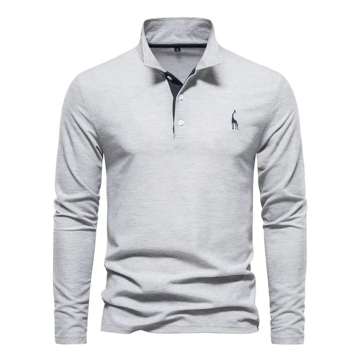 Herren Langarm-Poloshirt mit klassischem Kragen - grau