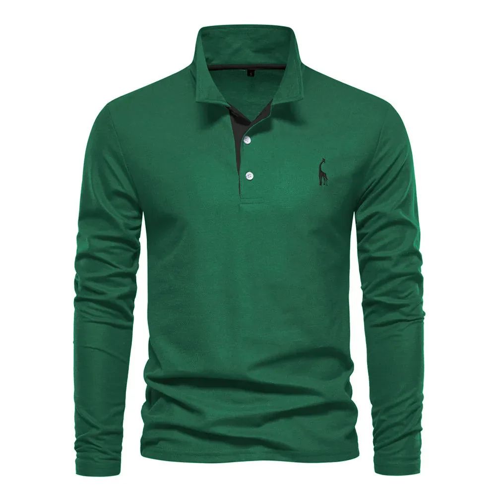 Herren Langarm-Poloshirt mit klassischem Kragen - grün
