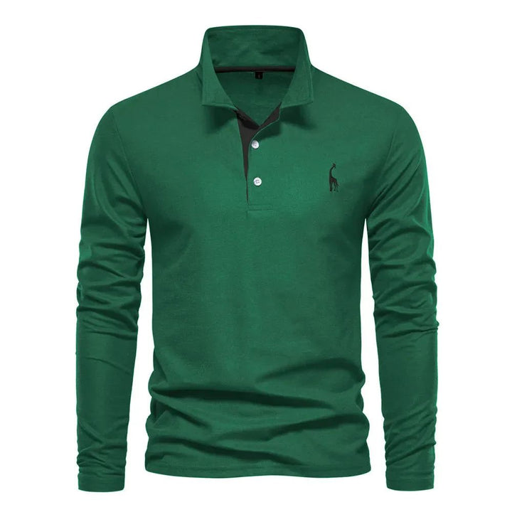 Herren Langarm-Poloshirt mit klassischem Kragen - grün