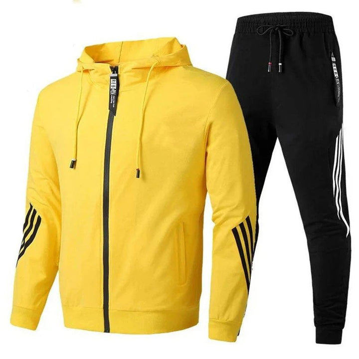 Herren Trainingsanzug mit Kapuzenjacke und Jogginghose - gelb