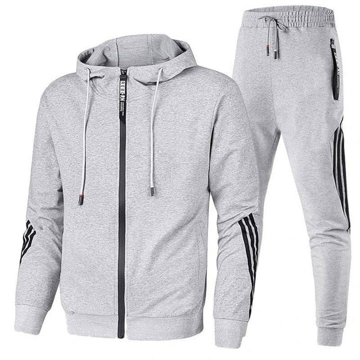 Herren Trainingsanzug mit Kapuzenjacke und Jogginghose - grau