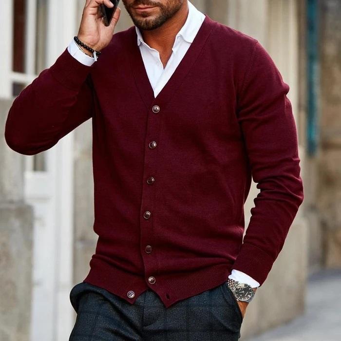 Stef | Herren Cardigan mit V-Ausschnitt