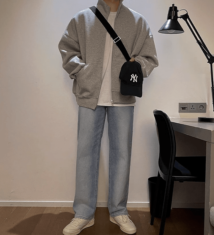 SwissFellas Herren Strickjacke mit durchgehendem Reissverschluss