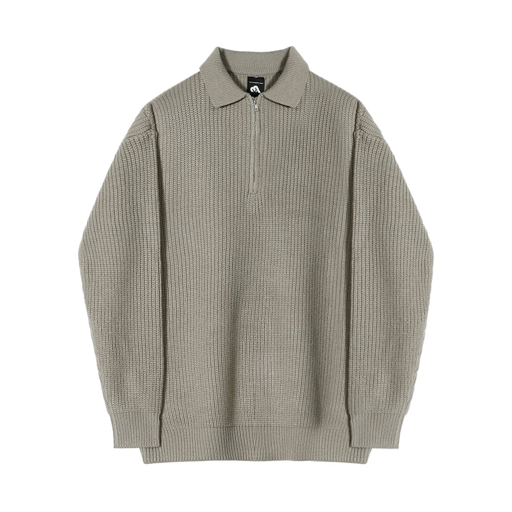 Strickpullover mit Halbreißverschluss am Kragen