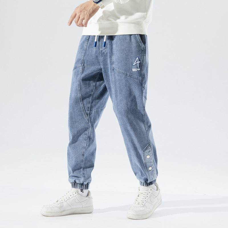 Herren Jogginghose im Denim-Look mit Kordelzug - blau