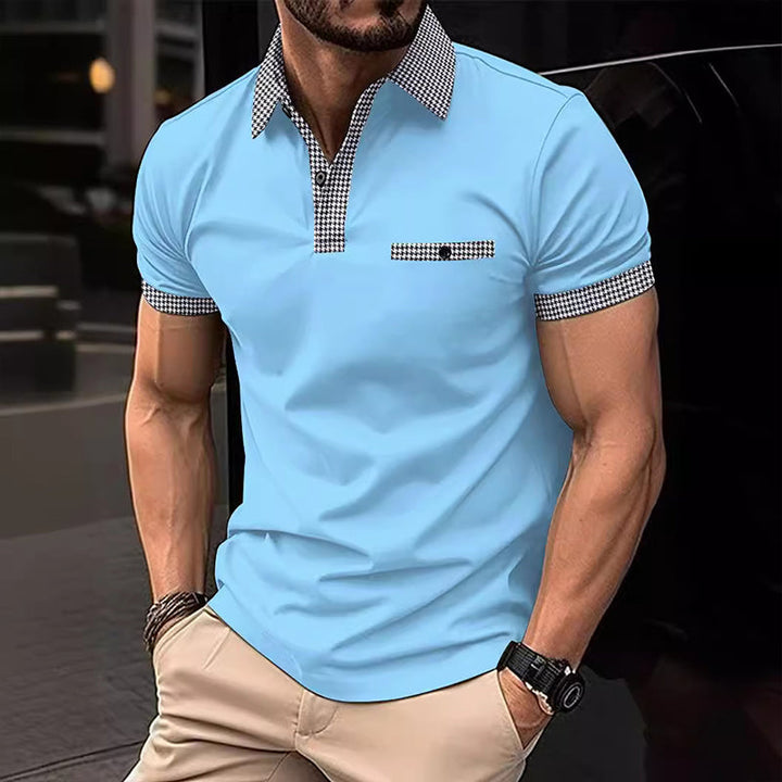 Simon | Poloshirt mit Hahnentritt-Kragen