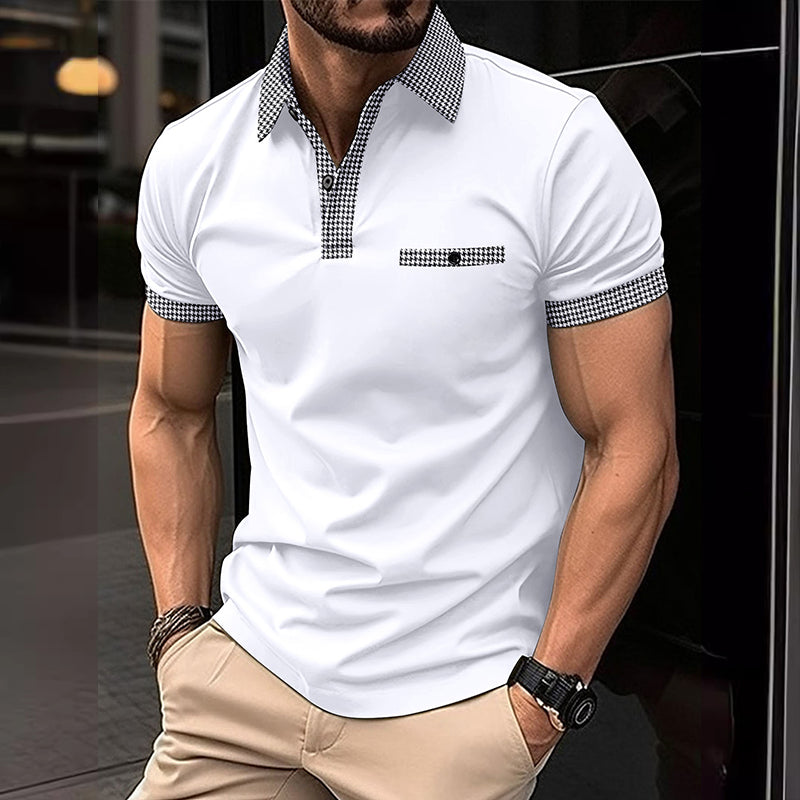 Simon | Poloshirt mit Hahnentritt-Kragen
