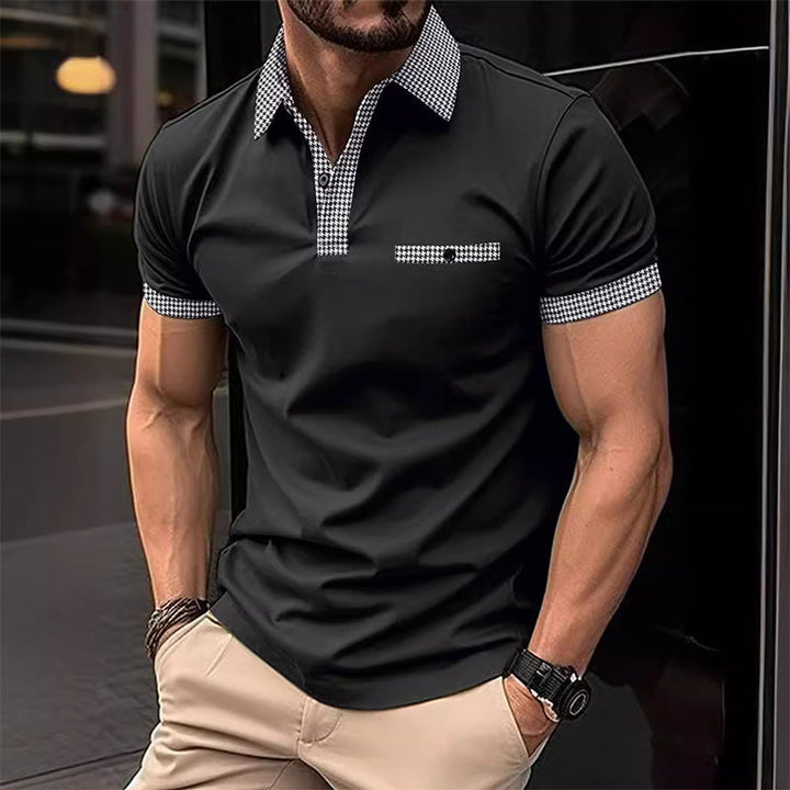 Simon | Poloshirt mit Hahnentritt-Kragen