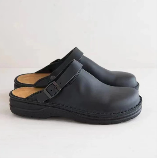 Val | Herren Leder Clogs mit Schnallenriemen